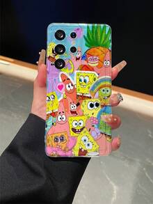 SPONGEBOB 1 pieza Funda protectora de teléfono con perforaciones y diseño de arcoíris de Spongebob compatible con Samsung/Apple 16/15/14/13/12/11Pro Max/12Pro/14Plus y otros modelos