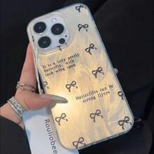 Funda sencilla negra con estampado de lazo y textura plateada. Resistente a caídas. Diseño divertido con lazo. Funda duradera. El mejor regalo para familiares y amigos. Compatible con phone 16, 15, 14, 13, 12, 11 Pro y otros modelos. - Colores mixtos 1 - Ver 6