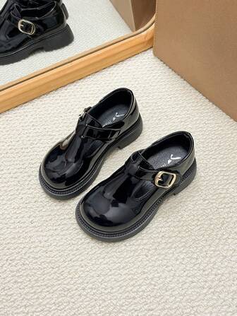 1 Pair Girls' Fashion Flat Shoes, New Korean Version Simple Elegant Princess Outdoor Shoes, Soft & Comfortable, Suitable For Spring & Autumn