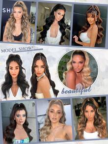 Ponytail Extension 22inch Long Curly Wavy Drawstring Ponytail Hair Breathable Hair Net Increase Comfort Made Of Synthetic Fiber Suitable For Women Daily Or Party Use