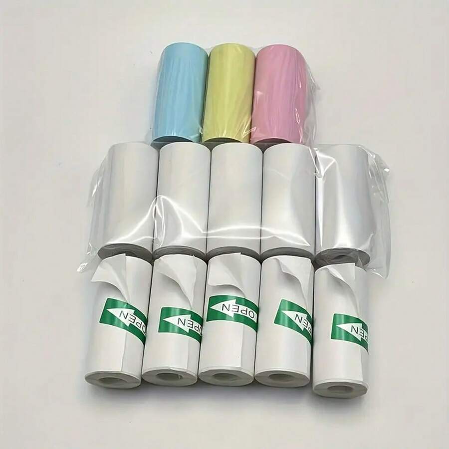 13 Rolls Thermal Printing Paper, Includes 5 Rolls Of Self-Adhesive Paper, 3 Rolls Of Colorful Thermal Paper, And 5 Rolls Of Thermal Paper, For Study Notes, Photos, Memos, Compatible With Most Portable Mini Printers