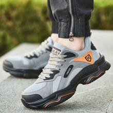 Steel Toe Sneakers For Men Shoes Comfortable Puncture Proof Slip-Resistant Work Shoes - Grey - View 4