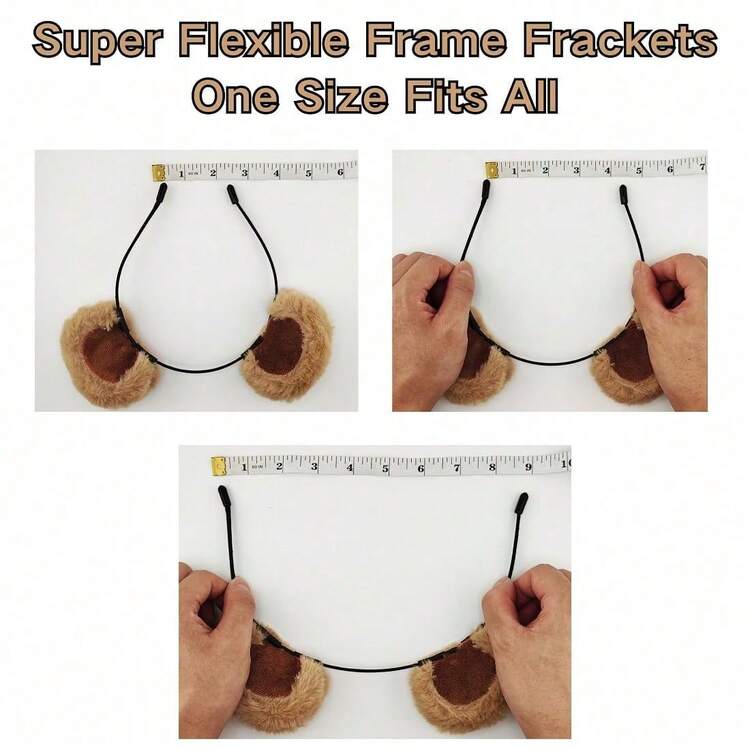 2件/套可活动可爱棕色熊耳朵头箍，可调节耳朵，熊耳头箍，适合角色扮演派对，晚会，化妆，洗脸，女士头饰配饰，头箍领带，万圣节装扮（因拍摄光线和摄像设备显示参数不同，商品会有轻微色差，介意请勿拍） - 彩色 - 查看 7