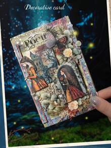 50张/包复古奇幻童话世界和纸防水垃圾日记本剪贴簿装饰工艺剪贴簿贴纸 50design Partten - 彩色 - 查看 5