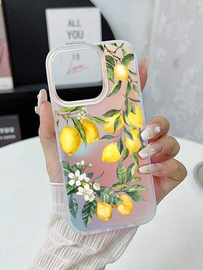 1 件水彩柠檬拼贴反光变色防水防震防滑 TPU 手机壳保护套适用于苹果手机