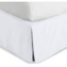 CRUTBare Home Queen Bed Skirt - 15-Inch Tailored Drop Easy Fit - Bed Skirt Beds - Center & Corner Pleats (Queen, White)