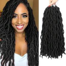 18/24 Inch Goddess Faux Locs Crochet Hair 1/6 Packs/Lot Soft Locs Wavy Crochet Braids Dreadlocks 3 Tone Curly Wavy Twist Braiding Hair Extensions African Roots Braid - Multicolor - View 3