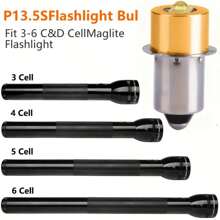 P13.5S PR2 大功率 LED 手电筒灯泡，DC 3V、DC4-26V 4.5V 6V 9V 12V 18V LED 升级灯泡，适用于 Maglite，3W 247LM 6000K 亮白，LED 转换套件，适用于 3 4 5 6 C/D 手电筒嵌入式照明