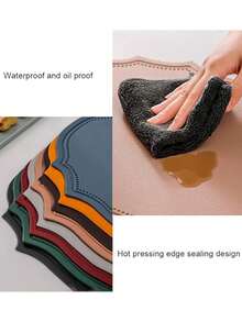 Tovaglietta in pelle lavabile, tovaglietta ovale in pelle rinforzata resistente al calore, tovaglietta impermeabile antiscivolo facile da pulire, adatta per decorazione di tavoli da cucina, caffè e ristorante