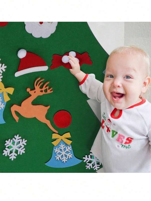 1pc Kids DIY 3D Felt Christmas Tree, Creative Educational Craft For Christmas, Birthday Gifts, Party Decor, Family Gathering, New Year Celebration