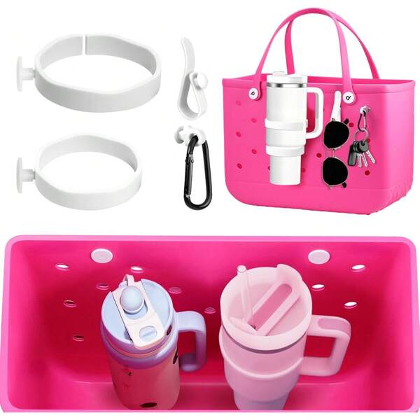 Uchwyt na kubek o pojemności 30 uncji i 40 uncji, regulowany uchwyt na napoje kompatybilny z torbą plażową Simply Southern, uchwyt na butelkę z wodą, mocowanie akcesoriów i karabińczyk z zawieszką do torby plażowej