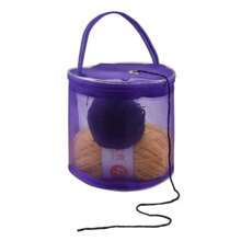 Colorful Yarn Storage Mesh Bag Mesh Weaving Round Bags Wool Storage Bag Yarn Crochet Organizer Baskets DIY Accessories - 紫色 - 查看 2