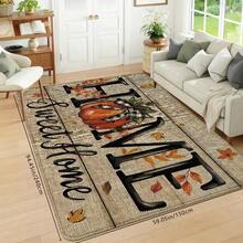 1 pieza Felpudo de entrada con estampado de calabaza de Acción de Gracias, alfombra suave antideslizante y absorbente lavable para cocina, decoración festiva y acogedora para el hogar, alfombra rectangular de pelo corto para sala de estar, dormitorio, cocina, lavandería, baño - Multicolor - Ver 13