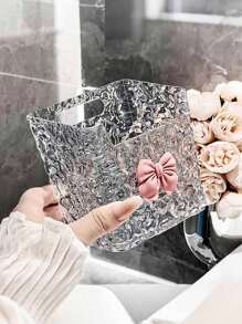 1pc/2pcs Waste Facial Tissues Storage Box, Wall-Mounted Bathroom Washbasin Rack, Cotton Soft Tissues And Facial Tissues, Bathroom Rack