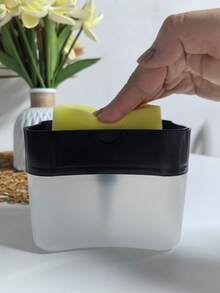 1pc Dishwashing Liquid Press Clean Pot Brush Kitchen Type Automatic Filling Box Cleaning Cloth Dishwashing Pot Brush Soap Liquid Box - Multicolor - View 8