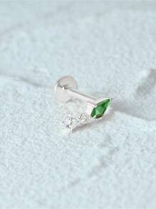 1 件 925 纯银三角形耳环，带 Ins 风格百搭镶钻球球小耳骨耳钉女士珠宝适合女孩礼物