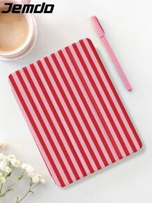 Minimalist Pink Striped Pattern Tablet Protective Case, Compatible With IPad 10.2", IPad Pro 2021/2020, IPad 9th/10th Gen, Galaxy Tab A8 10.5" 2022, Matepad 10.4/Tab, Anti-Drop, With Pencil Slot, Support Sleep/Wake