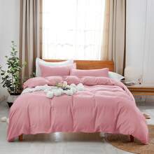 Duvet Cover TWIN Size - Soft Double Brushed King Duvet Cover Set, 3 Piece, With Zipper Closure, 1 Duvet Cover 68x90 Inches And 2 Pillow Shams Comfortable School For Students At The Beginning Of The Term - 粉色 - 查看 1