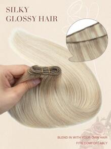 Sew In Hair Extensions Real Human Hair Remy Weft Straight Human Hair Bundles Hand Tied Double Weft Hair Sew In Weft Hair Extensions Human Hair Halloween Costumes For Holiday Festival Essentials Bride Festival Gift - S18/613 - View 4