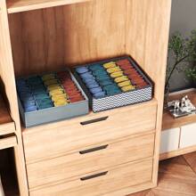 1pc Foldable Drawer Organizer Divider, Fabric Storage Box For Clothes, Underwear, Bras, Ties, Accessories, Socks - Grey - View 10