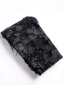Fashionable Tassel All-Over Print Casual Slim Fit Jeans For Teenagers - Black - View 7