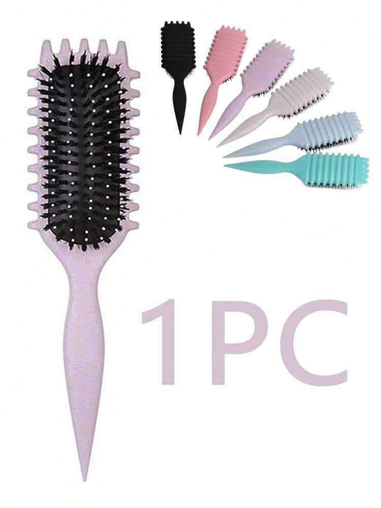 1pc Curling Hair Styling Brush - Flexible And Easy To Comb, With Anti-Slip Handle, Enhances Shine And Styling For Wet Hair, Ideal For Daily Care Of Curly Hair Women, Also A Must-Have For Back To School, Travel And Vacation. This Brush Has Versatile Uses For Various Occasions. - Multicolor - View 14