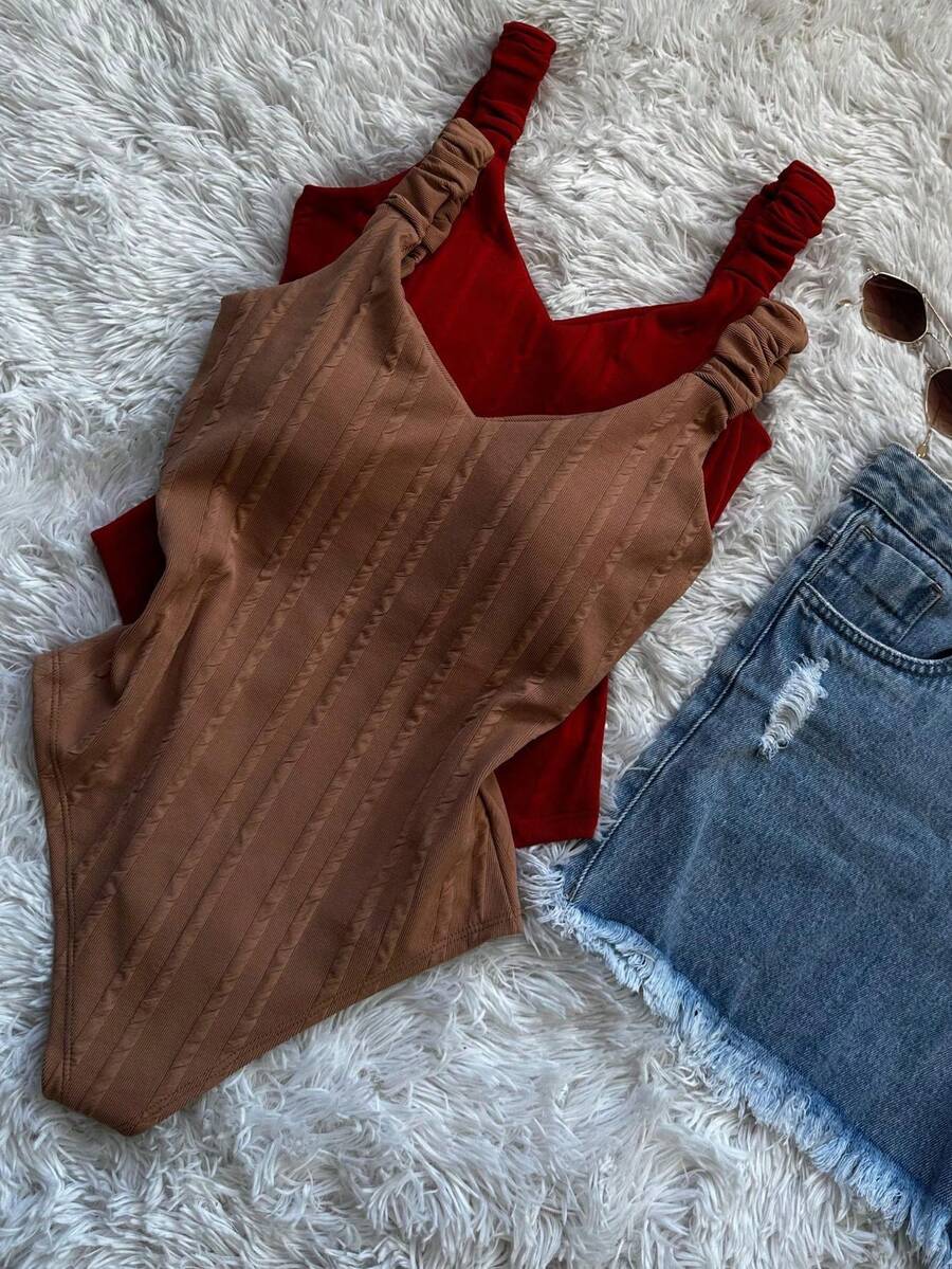 Kit com 2 Body bore feminino alcinha Babado anarruga moda blogueira ...