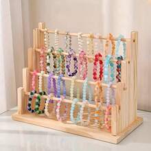 Wooden Bead Bracelet Display Stand, DIY Jewelry Organizer, Handmade Crafts Storage Rack, No Power Required, Artistic Bead Necklace Holder For Stalls, DIY Jewelry Display And Packaging Supplies