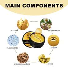 Hydrogel Eye Patches For Dark Circles, Puffy Eyes & Wrinkles - Collagen & Hyaluronic Acid Infused Under Eye Masks, Hydrating Firming Care, Fine Lines,Eye Bags Reduction 24k Gold Under Eye Patches Eye Mask Pure Gold Anti-Aging Collagen Hyaluronic Acid Under Eye Mask For Removing Dark Circles, Puffiness & Wrinkles Refresh Your Skin - 金色 - 查看 6