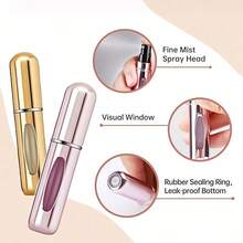 1 5ml Refillable Aluminum Perfume Bottle, Bottom Push Atomizer, Lipstick Shape With Window, Portable And Suitable For Travel And Airplane Use. - Màu Hoa hồng đỏ - Xem 8