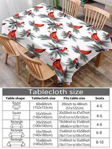 1pc Christmas Series Printed Tablecloth, Modern Polyester Rectangular/Round Waterproof Tablecloth, Digital Printing Suitable For Living Room, Outdoor Dining Table, Small Round Table - Black and White - View 3