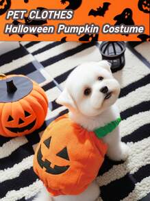 1PC Adorable Pumpkin Pet Halloween Clothes - Dog & Cat Outfit For Party, Halloween T-Shirt Funny Pumpkin Head Costume For Small Pets, Gifts & Festive Fun (XS-L) Halloween Halloween Costumes