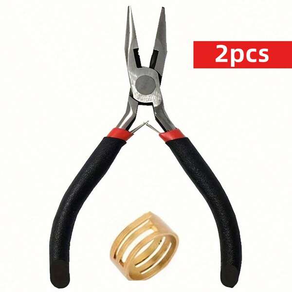 2 pièces, 1 pince à main DIY, 1 anneau doré, peuvent être utilisés pour fabriquer et réparer divers accessoires de bijouterie