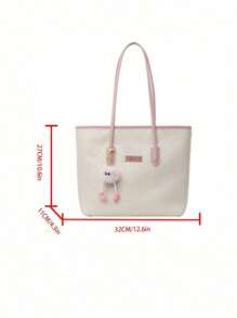 Large-Capacity Women's Fashionable Versatile Shoulder Bag, New Tote Canvas Handbag, Preferred Design, Perfect For School, Commuting, And Shopping(No Pendant)