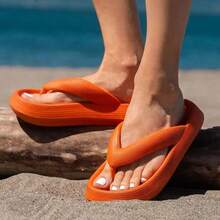 Ladies Beach Sandals - Flip Flops For Women Casual Thong Womens Sandals Comfort Heel Cushion - 橘色 - 查看 2