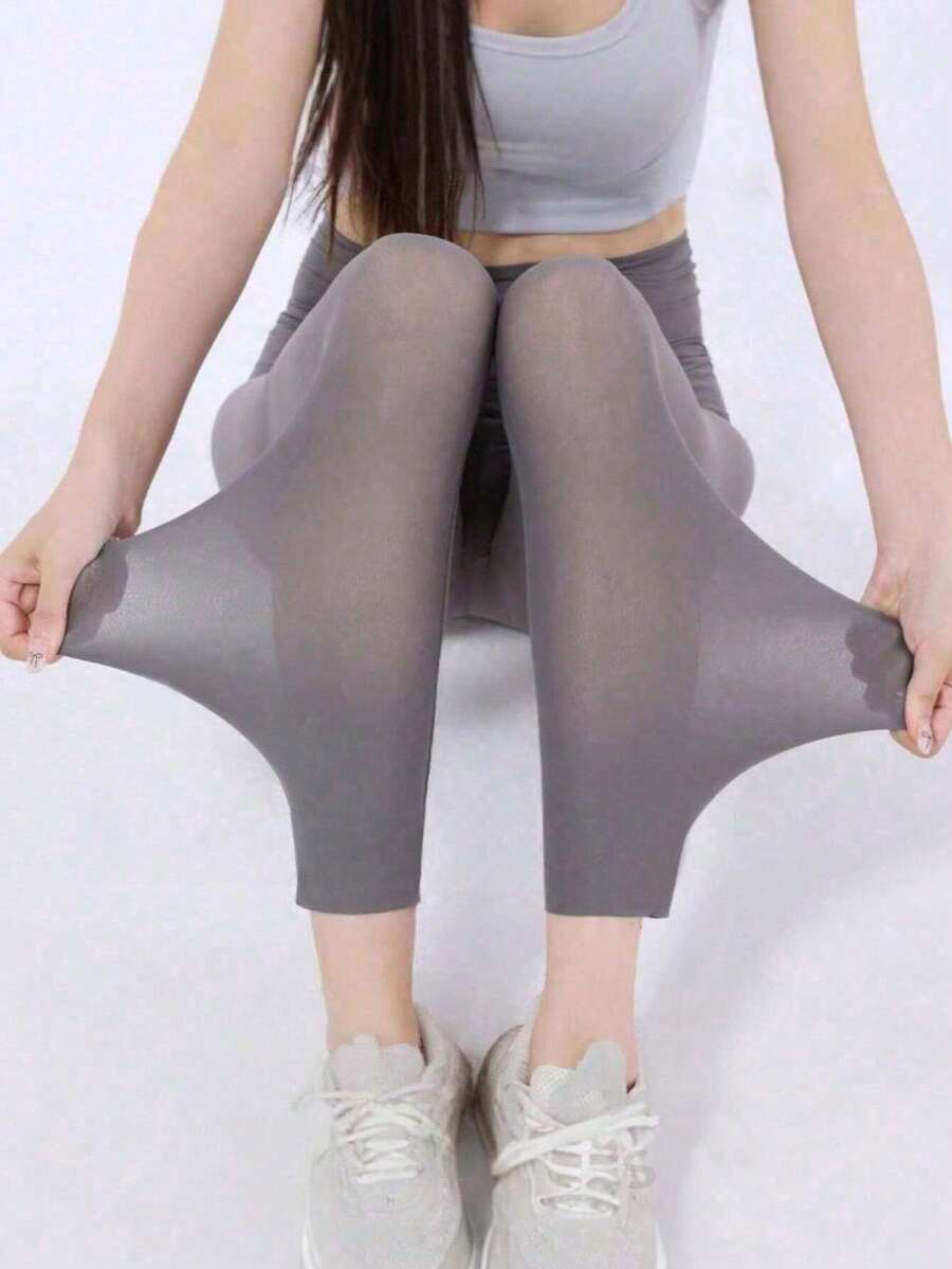 1 Pair Ultra-Thin Breathable Tight Pants, Summer Icy Cool Shark Leggings, High Waist Super Thin Yoga Pants, Women Seamless Tight Sports Base Layer Tights