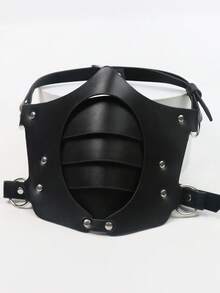 1 chiếc mặt nạ nửa mặt thời Trung cổ Viking, mặt nạ da PU điều chỉnh được, chống bụi, thích hợp cho Halloween, cosplay, đạo cụ LARP. - A - Xem 3