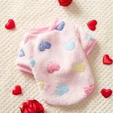 秋冬新款宠物狗猫衣服，奶油色贵宾犬泰迪比熊犬小型犬牵引绳羊毛连帽衫 - 粉色 - 查看 3