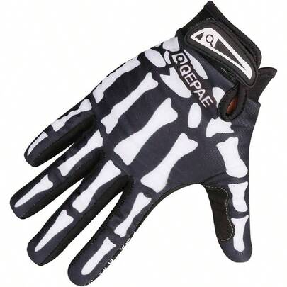 Skeleton Gloves Adjustable Lightweight Racing Skull Sports Work Bone Gloves Anti - Slip Breathable For Men  Women Motorcycle, Cycling, Biking, Workout