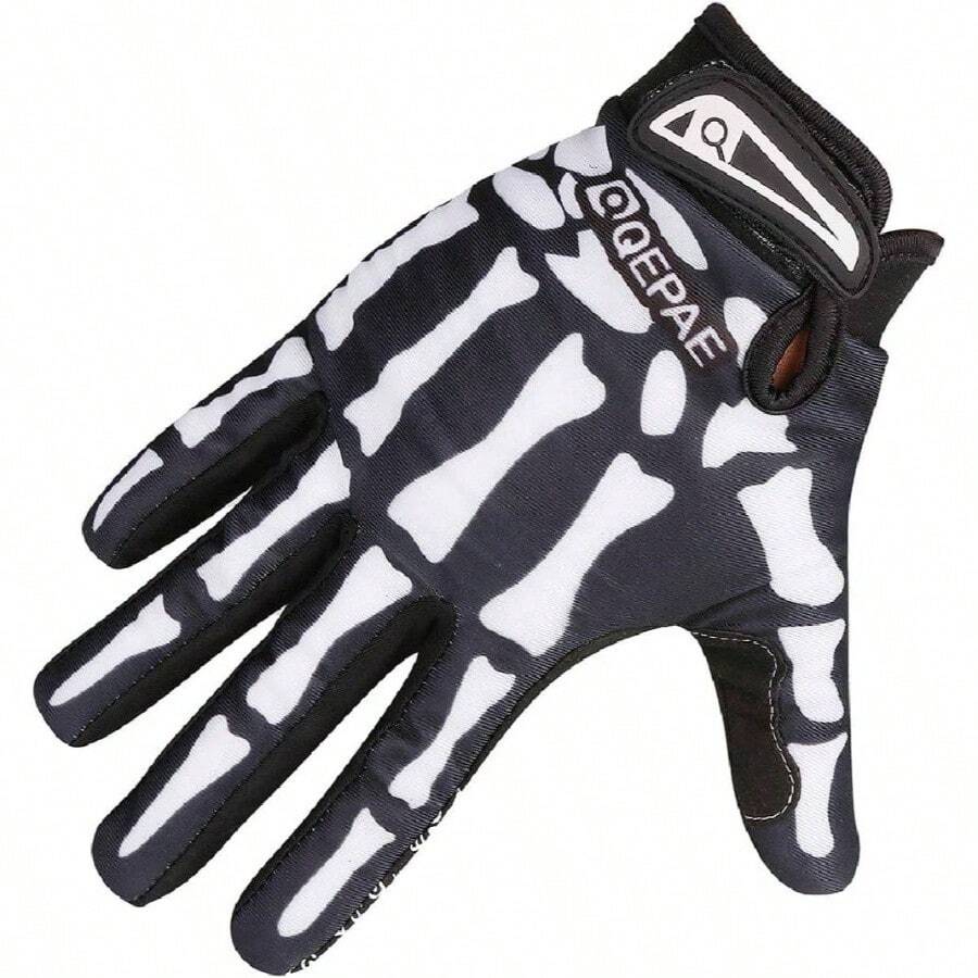 Skeleton Gloves Adjustable Lightweight Racing Skull Sports Work Bone Gloves Anti - Slip Breathable For Men  Women Motorcycle, Cycling, Biking, Workout - #1+Black+-+Full+Finger+-+Skeleton+Pattern+++Medium - View 1