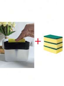 1pc洗碗液压力机清洁锅刷厨房式自动灌装盒清洁布洗碗锅刷肥皂液盒