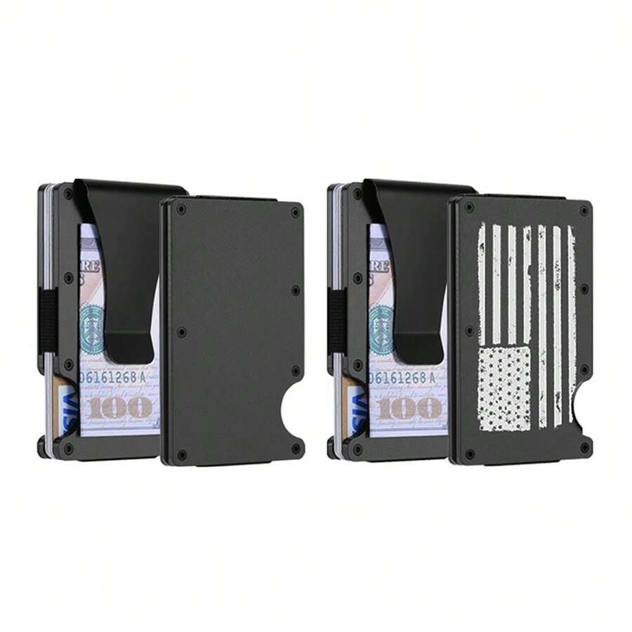 1 Or 2-Pack: RFID Blocking Slim Credit Card Holder Wallet For Men – Minimalist, Scratch-Resistant, With Removable Money Clip | Modern, Durable, Everyday Carry - 與愛國 - 查看 1