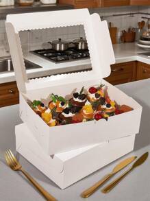 8/4pcs/1pc Cupcake Box With Window, 12 Cup Cake Box, Large Cake Box, Suitable For Birthday, Wedding, Valentine's Day, Gift Packaging Box
