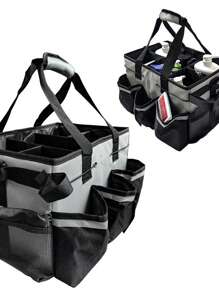 清洁收纳盒，汽车工具收纳袋，清洁用品收纳手提袋，清洁公司家用清洁用品收纳篮，酒店清洁用品收纳，花园工具收纳，厨房清洁用品收纳 - 灰色 - 查看 2