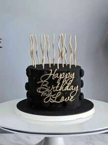 1个/3个/6个金色简约风格“生日快乐”蛋糕装饰插牌，亚克力材质，适合生日派对蛋糕侧面装饰 - 彩色 - 查看 19