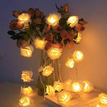 Mẫu mới, Đèn LED, Dây đèn lồng hoa hồng thật, Đèn nhỏ nhiều màu, Ngày lễ tình nhân, Đám cưới, Lời cầu hôn lãng mạn, Đèn trang trí tỏ tình - Dây đèn hoa hồng - Xem 6