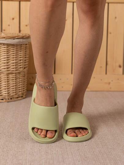 粉色按摩拖鞋，柔软舒适，足弓支撑，EVA材质，女士一脚蹬凉鞋，夏季