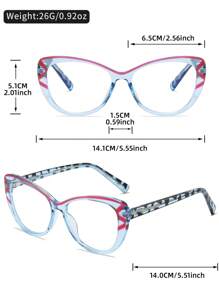 LINFEMAND 女士猫眼简约多色夹片式时尚无度数眼镜，个性化办公复古无度数眼镜，节日礼物