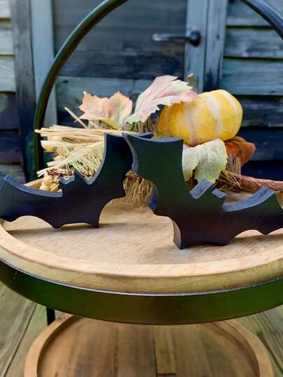 1/2pcs Bat Ornaments Multifunctional Halloween And Autumn Decoration Suitable For Living Room, Bedroom, Layered Tray, Desktop Ornaments, Halloween Decorations, Party Supplies, Home Decoration, Room Decoration