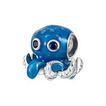 1pc Elegant Blue Series Beaded Heart Pendant, Featuring Underwater World, Outer Space, Floral & Animal, Starfish & Shell Patterns, Suitable For Bracelet Or Necklace Decoration, DIY Jewelry Making, Birthday Or Women's Gift - Blue - View 2